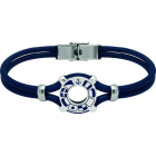 Silver and leather bracelet "Nautical flags"Ref. code: PU27903mm thick leather bracelet with personalized wheel with the nautical flags of your name carved in low relief in sterling silver and enameled in the oven.Size: 16x16mm.