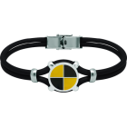 Silver and leather bracelet "Nautical Flag"Ref. code: PU2791Personalized 3mm thick leather bracelet with the nautical flag of your name carved in sterling silver and enameled in the oven.Size: 16x16mm.