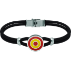 Silver and leather bracelet "Spanish Flag"Ref. code: PU2794Leather bracelet with the Spanish flag carved in sterling silver and enameled in the oven.Size: 16x16mm.