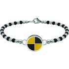 Nautical silver and steel bracelet "Nautical Flag"Ref. code: PU2797Personalized rigid steel bead bracelet with the nautical flag of your name carved in sterling silver and enameled in the oven.Size: 16x16mm.