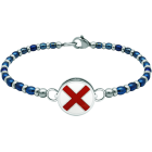 Nautical silver and steel bracelet "Nautical Flag"Ref. code: PU2811Personalized rigid steel bead bracelet with the nautical flag of your name carved in sterling silver and enameled in the oven.Size: 16x16mm.