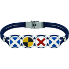 Pulsera marinera de banderas náuticas personalizadoReferencia: PU2817Pulsera de cuero de 3mm de grosor personalizada con las banderas náuticas de su nombre talladas bajo relieve en plata de ley y esmaltada al horno.Medida: 12x12mm.