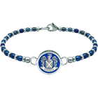 Bracelet héraldique en argent et acier inoxydableReferencia: PU2820Bracelet à boules en acier avec les armoiries de son nom de famille gravées en bas-relief dans de l'argent sterling et émaillées au four.Medida: 16x16mm.