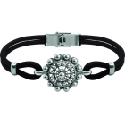 Charro Button Bracelet silver and leather 22mmRef. code: PU28653mm leather bracelet with 22mm Charro Button made in sterling silver enameled by hand.Size: 22x22mm.