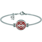 Business School Bracelet in Enameled Sterling Silver and SteelRef. code: PU2877A polished steel hoop bracelet featuring a 