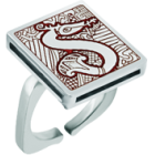 "Ex Libris capital letter from the University of Salamanca" silver ringRef. code: SR0258Ring made of sterling silver and stainless steel.Size: 16x16mm.
