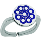 Bague en argent émaillé et acier "Charro de Salamanca Button in oval"Referencia: SR0342Bague avec le bouton charro sculpté en bas-relief en argent sterling et émaillé au four, montée sur un anneau réglable en acier.Medida: 12x12mm.