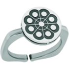 Emaillierter Silber- und Stahlring "Charro de Salamanca Knopf in Oval"Ref. Code: SR0342Ring mit dem Charro-Knopf in Flachrelief aus Sterlingsilber, montiert auf einem verstellbaren Stahlring.Gr&ouml;&szlig;e: 12x12mm.