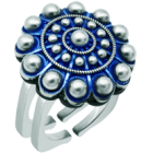 Anillo Botón charro de plata esmaltada y aceroReferencia: SR0361Sortija de acero con botón charro en plata de ley esmaltada y acero pulido.Medida: 21x21mm.