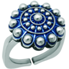 Enameled silver and steel charro button ringRef. code: SR0362Steel ring with charro button in enameled sterling silver and steel.Size: 16x16mm.