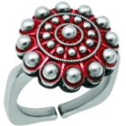 Enameled silver and steel charro button ringRef. code: SR0362Steel ring with charro button in enameled sterling silver and steel.Size: 16x16mm.