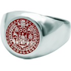 Silver signet ring "Shield of the University of Salamanca"Ref. code: SR0369Sterling silver signet ring with the coat of arms of the University of Salamanca enameled by hand.Size: 12x12mm.