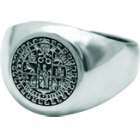 Silver signet ring "Shield of the University of Salamanca"Ref. code: SR0370Seal ring made of sterling silver with carved coat of arms of the University of Salamanca.Size: 12x12mm.