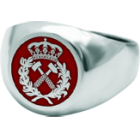Enameled silver signet ring "Ingenieros de Minas"Ref. code: SR0371Seal type ring made of sterling silver with the shield of the Colegio Oficial de Ingenieros de Minas enameled by hand.We have all professions and careers available: Advocacy (Lawyer / Law), Commercial Agent, Quantity Surveyor, Architect (Architecture), ATS (Nursing), Fine Arts, Biological Sciences (Biology), Exact Sciences, Physical Sciences, Political Sciences, Political and Economic Sciences, Chemical Sciences, Commerce, Draftsman, Economics, Business, Pharmacy, Philosophy and Letters, Geography, Geological (Geology), Social Graduate, Computer Science, Agricultural Engineering, Civil Engineering, Electronic Engineering, Forestry Engineering, Mining Engineering, Naval Engineering, Higher Industrial Engineering, Industrial Technical Engineering, Telecommunications Engineering, Textile Engineering, Jewelry, Teaching, Medicine, Music, Psychology, Topography, Dentistry, Optics, Journalism, Veterinary Medicine.And if we don't have yours, please contact us.Size: 12x12mm.