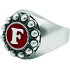 Individueller Ring mit Charro-Knopfstempel in SilberRef. Code: SR0376Siegelring aus Sterlingsilber mit Charro-Knopf, personalisiert mit Ihren im Ofen emaillierten Initialen.Gr&ouml;&szlig;e: 16x16mm.