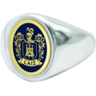 Sortija sello oval de Escudo Heráldico en oro esmaltadoReferencia: SR0386Anillo de tipo sello ovalado fabricado en plata de ley con escudo heráldico de su apellido en oro de 18 ktes esmaltado a mano.Medida: 13x16mm.