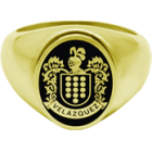 Heraldic coat of arms signet ring in enameled goldRef. code: SR0387Seal type ring made of 18 kt gold with heraldic shield of his surname enameled by hand.Size: 13x16mm.
