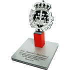 "Lawyer" steel and wood trophyRef. code: TR0005Author trophy made of stainless steel and wood.Size: 86x99mm.